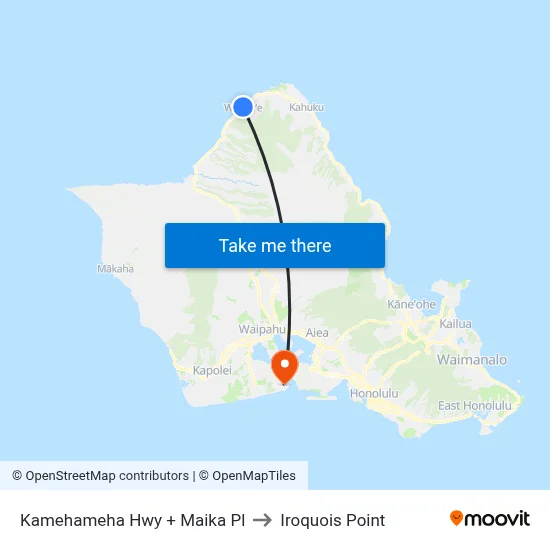 Kamehameha Hwy + Maika Pl to Iroquois Point map
