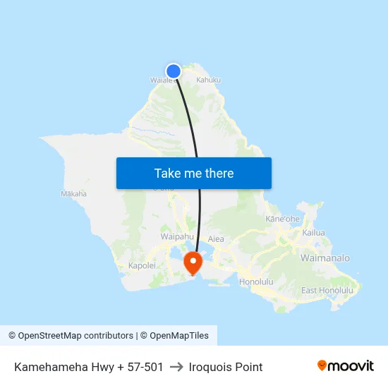 Kamehameha Hwy + 57-501 to Iroquois Point map