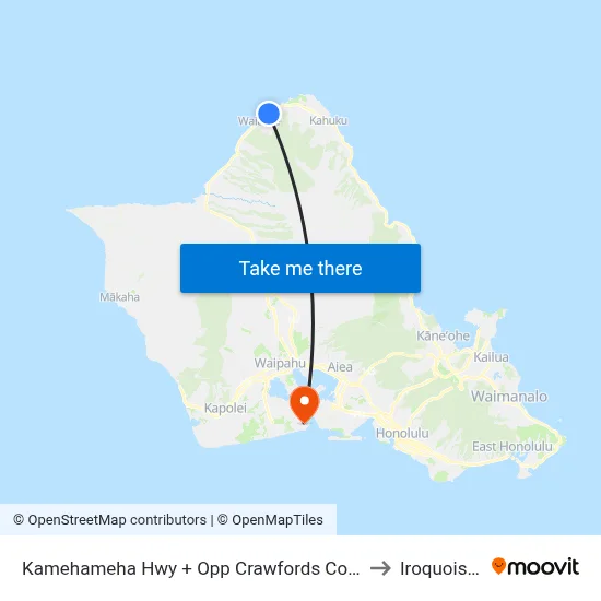 Kamehameha Hwy + Opp Crawfords Convalescent Home to Iroquois Point map