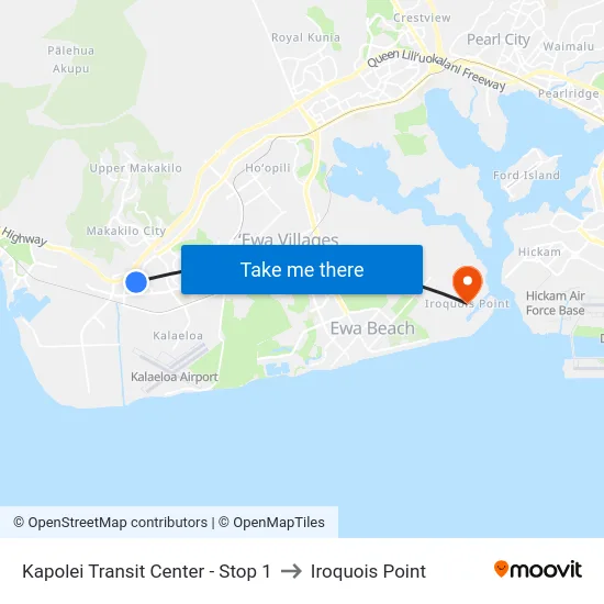 Kapolei Transit Center - Stop 1 to Iroquois Point map