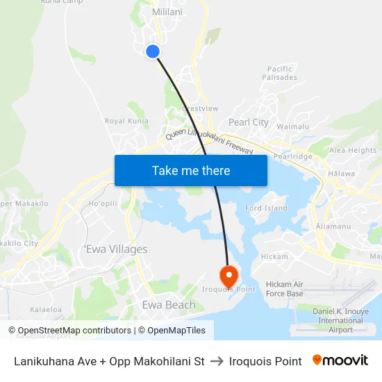 Lanikuhana Ave + Opp Makohilani St to Iroquois Point map