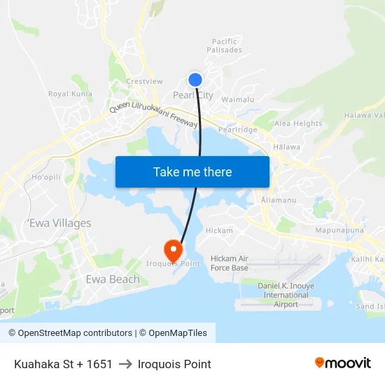Kuahaka St + 1651 to Iroquois Point map