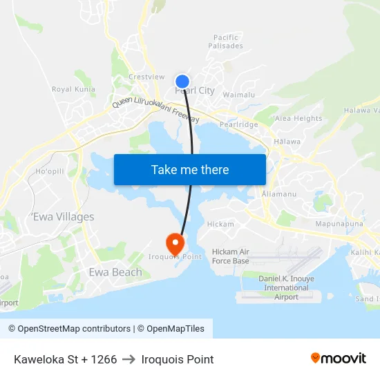 Kaweloka St + 1266 to Iroquois Point map