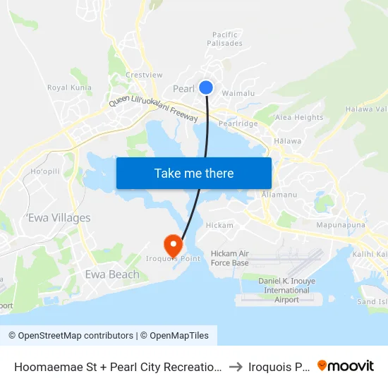 Hoomaemae St + Pearl City Recreation Center to Iroquois Point map