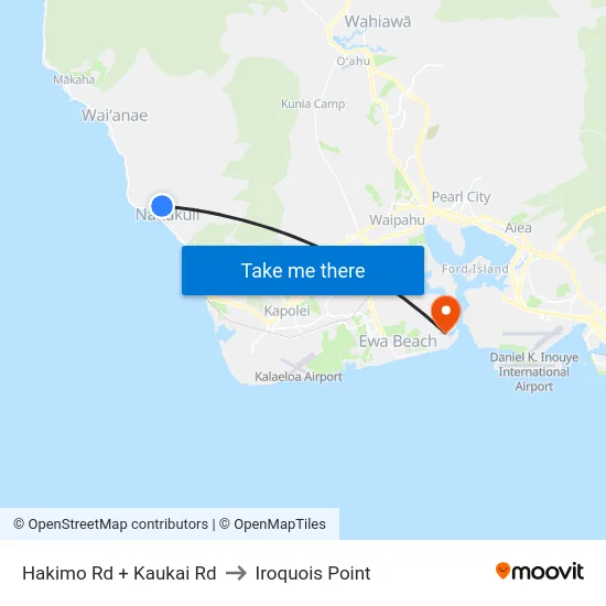 Hakimo Rd + Kaukai Rd to Iroquois Point map