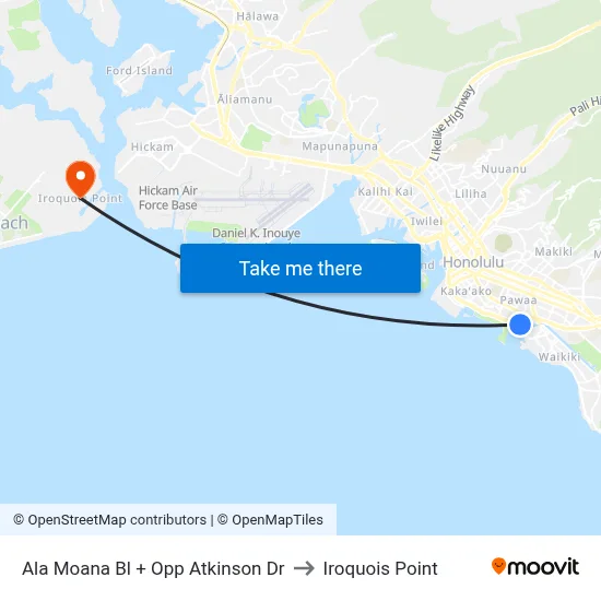 Ala Moana Bl + Opp Atkinson Dr to Iroquois Point map