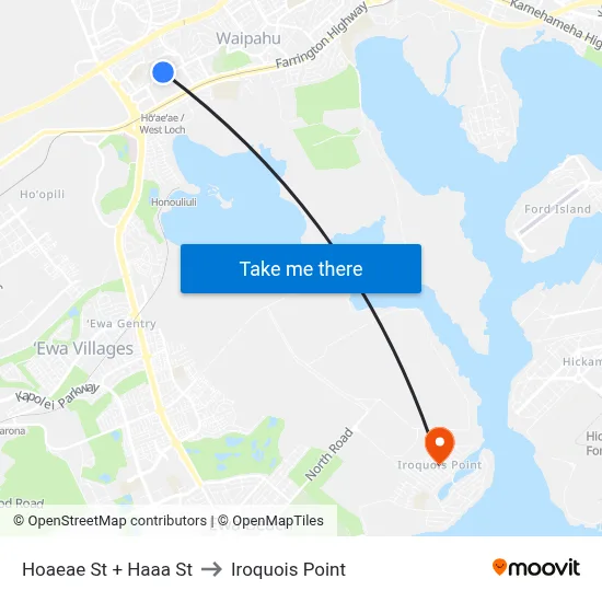 Hoaeae St + Haaa St to Iroquois Point map