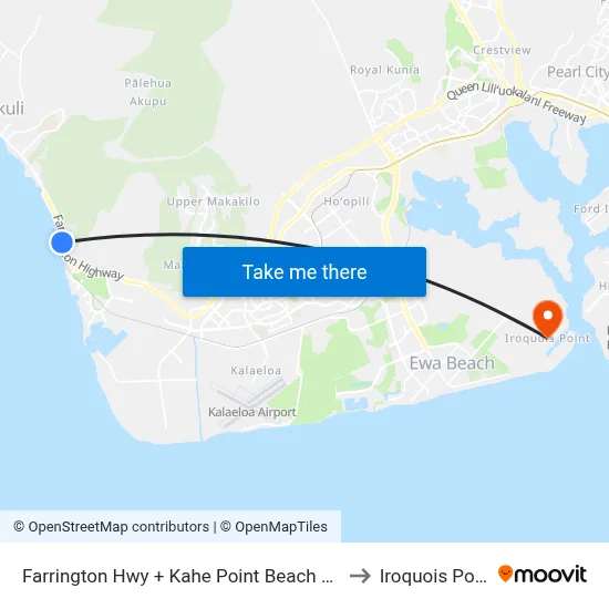 Farrington Hwy + Kahe Point Beach Park to Iroquois Point map