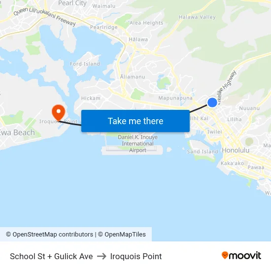 School St + Gulick Ave to Iroquois Point map