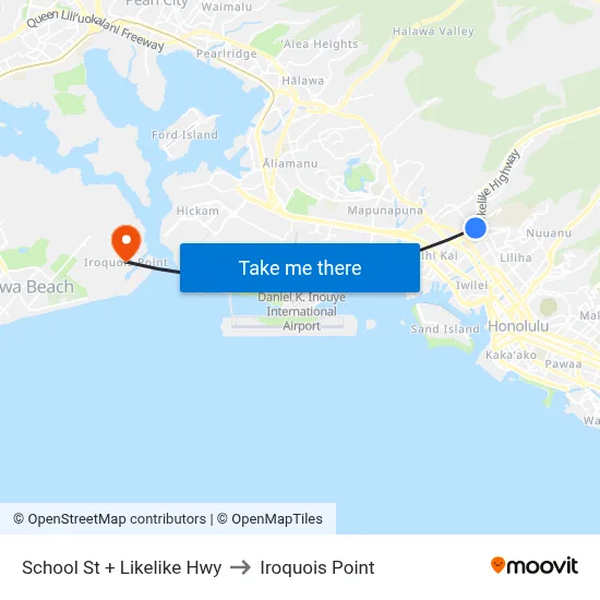 School St + Likelike Hwy to Iroquois Point map