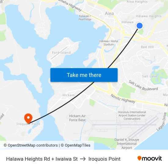 Halawa Heights Rd + Iwaiwa St to Iroquois Point map