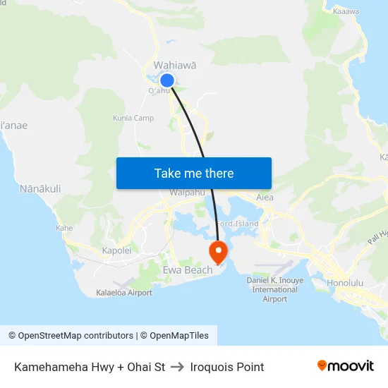 Kamehameha Hwy + Ohai St to Iroquois Point map