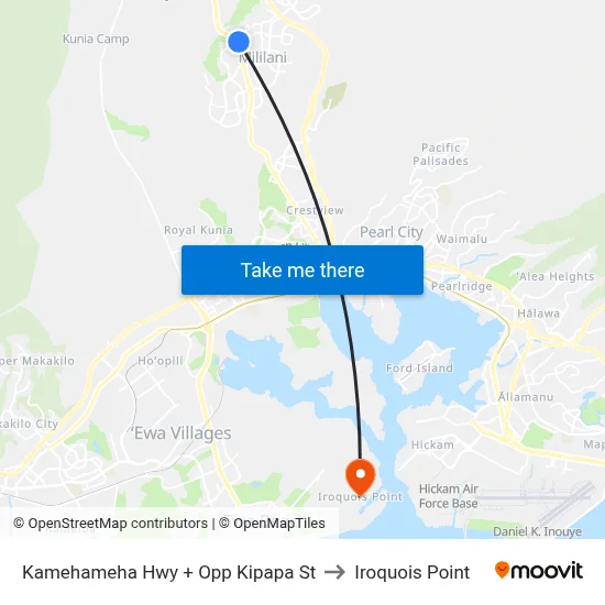 Kamehameha Hwy + Opp Kipapa St to Iroquois Point map