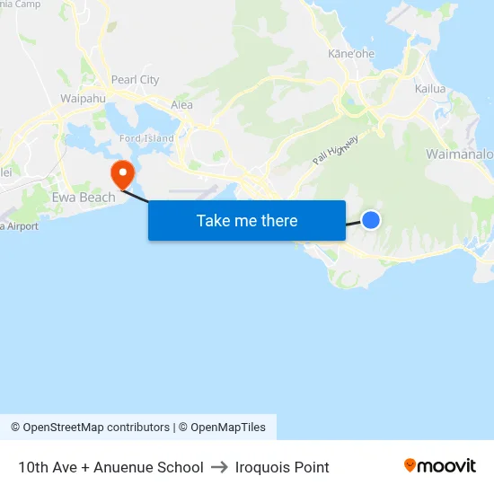 10th Ave + Anuenue School to Iroquois Point map