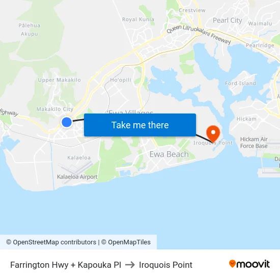 Farrington Hwy + Kapouka Pl to Iroquois Point map