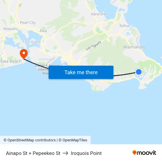 Ainapo St + Pepeekeo St to Iroquois Point map