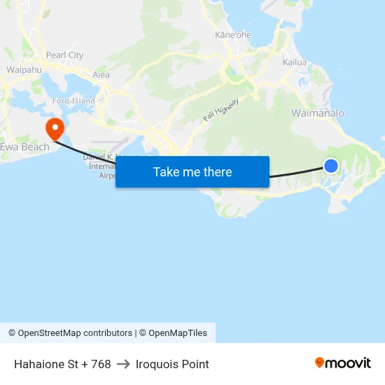 Hahaione St + 768 to Iroquois Point map