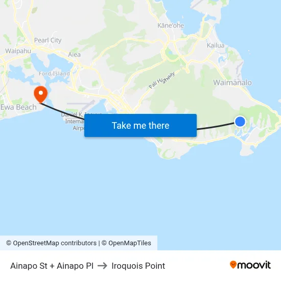 Ainapo St + Ainapo Pl to Iroquois Point map