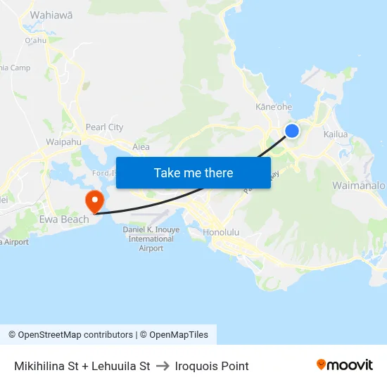 Mikihilina St + Lehuuila St to Iroquois Point map