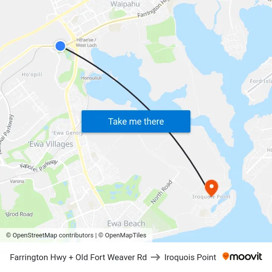 Farrington Hwy + Old Fort Weaver Rd to Iroquois Point map