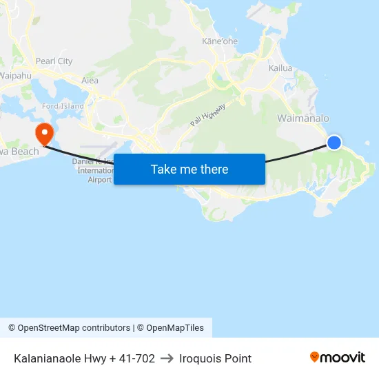 Kalanianaole Hwy + 41-702 to Iroquois Point map