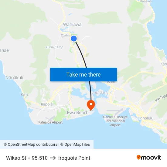 Wikao St + 95-510 to Iroquois Point map