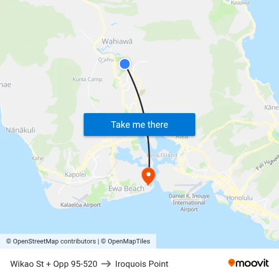 Wikao St + Opp 95-520 to Iroquois Point map