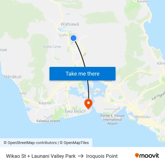 Wikao St + Launani Valley Park to Iroquois Point map