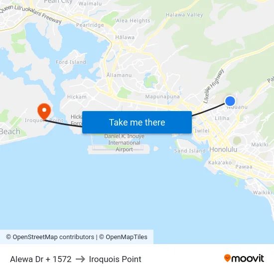 Alewa Dr + 1572 to Iroquois Point map