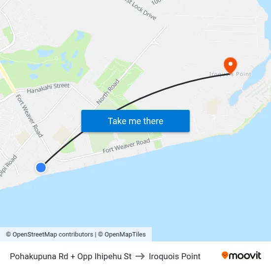 Pohakupuna Rd + Opp Ihipehu St to Iroquois Point map