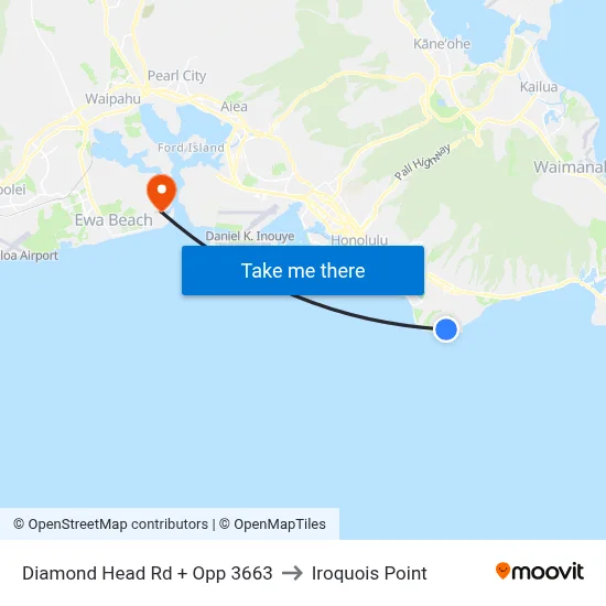 Diamond Head Rd + Opp 3663 to Iroquois Point map