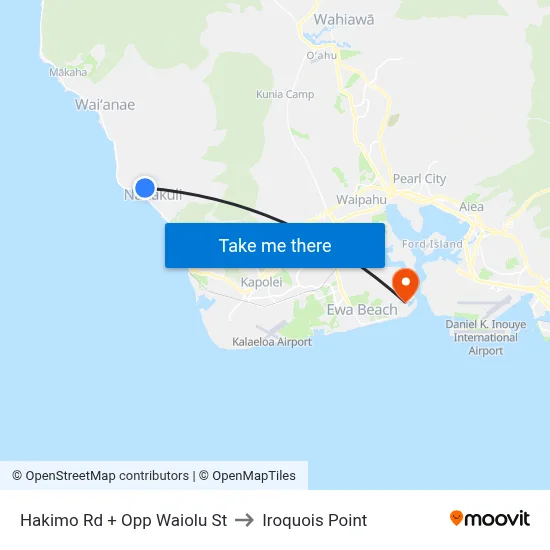 Hakimo Rd + Opp Waiolu St to Iroquois Point map