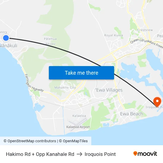 Hakimo Rd + Opp Kanahale Rd to Iroquois Point map