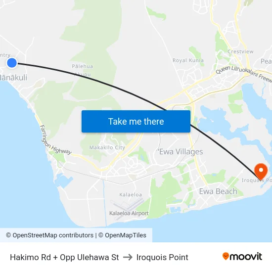 Hakimo Rd + Opp Ulehawa St to Iroquois Point map
