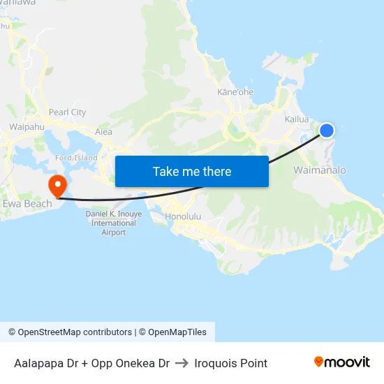 Aalapapa Dr + Opp Onekea Dr to Iroquois Point map