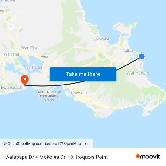 Aalapapa Dr + Mokolea Dr to Iroquois Point map