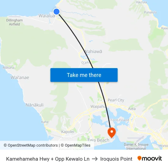 Kamehameha Hwy + Opp Kewalo Ln to Iroquois Point map