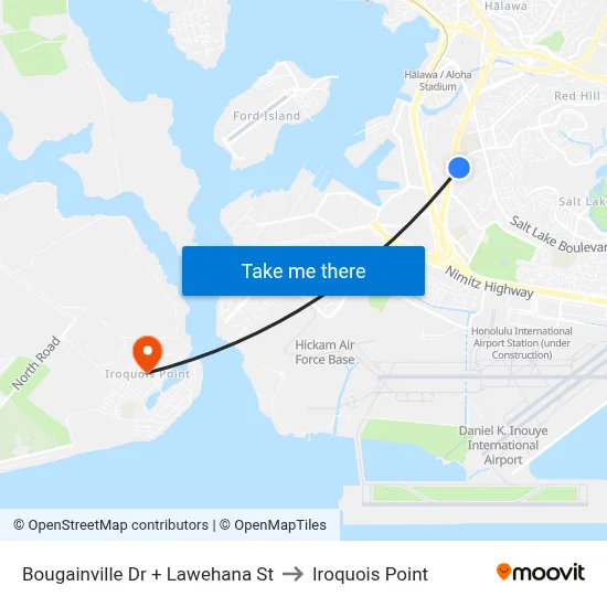 Bougainville Dr + Lawehana St to Iroquois Point map