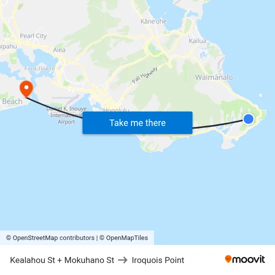 Kealahou St + Mokuhano St to Iroquois Point map