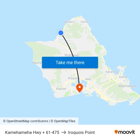 Kamehameha Hwy + 61-475 to Iroquois Point map