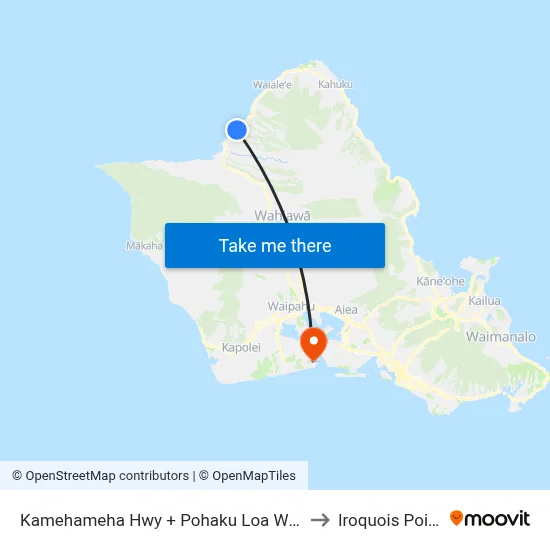 Kamehameha Hwy + Pohaku Loa Way to Iroquois Point map