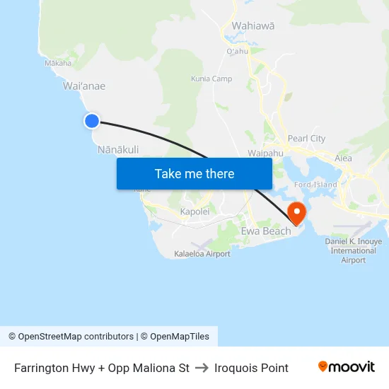 Farrington Hwy + Opp Maliona St to Iroquois Point map