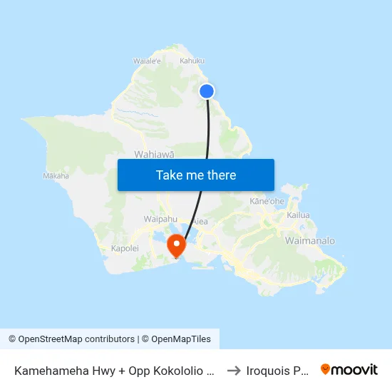 Kamehameha Hwy + Opp Kokololio Beach to Iroquois Point map