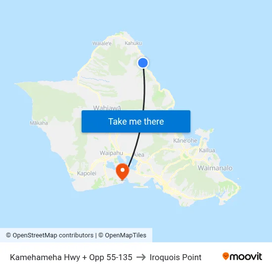 Kamehameha Hwy + Opp 55-135 to Iroquois Point map