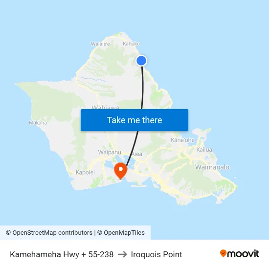 Kamehameha Hwy + 55-238 to Iroquois Point map