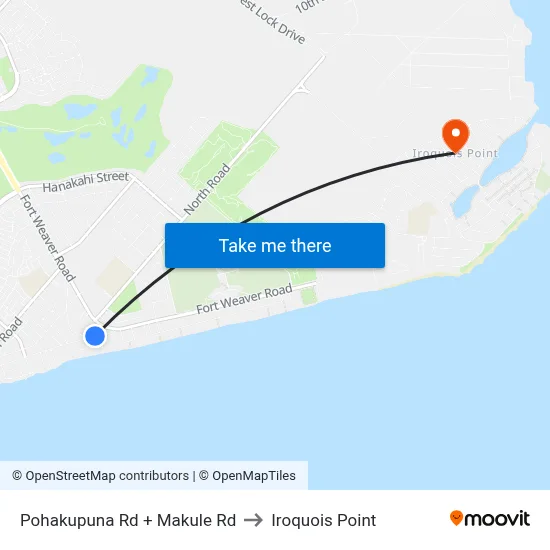 Pohakupuna Rd + Makule Rd to Iroquois Point map