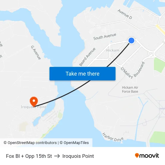 Fox Bl + Opp 15th St to Iroquois Point map