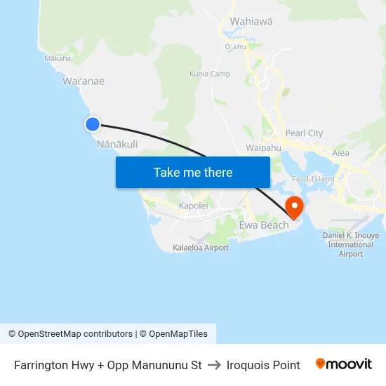 Farrington Hwy + Opp Manununu St to Iroquois Point map