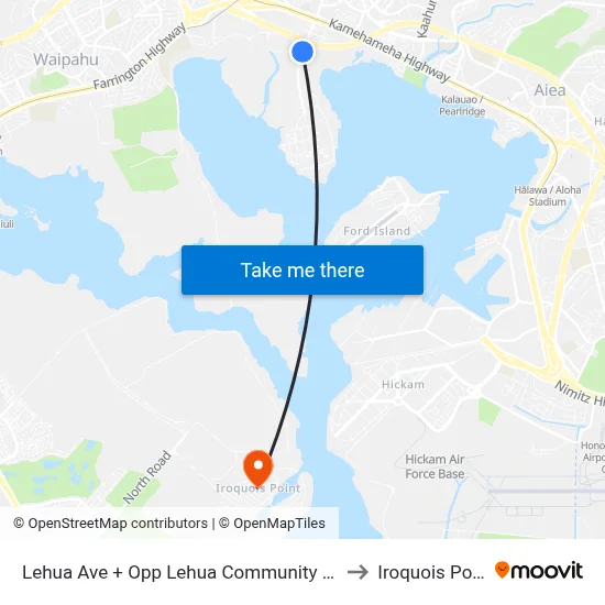 Lehua Ave + Opp Lehua Community Park to Iroquois Point map