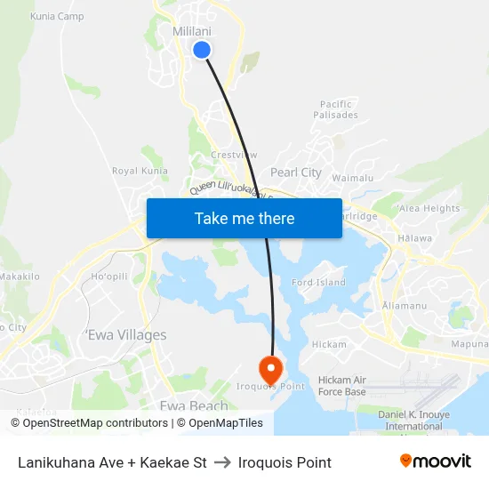 Lanikuhana Ave + Kaekae St to Iroquois Point map